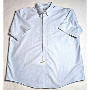 L.L.Bean Wrinkle-Resistant Mens Short-Sleeve Button-Down Shirt 17.5 Light Blue